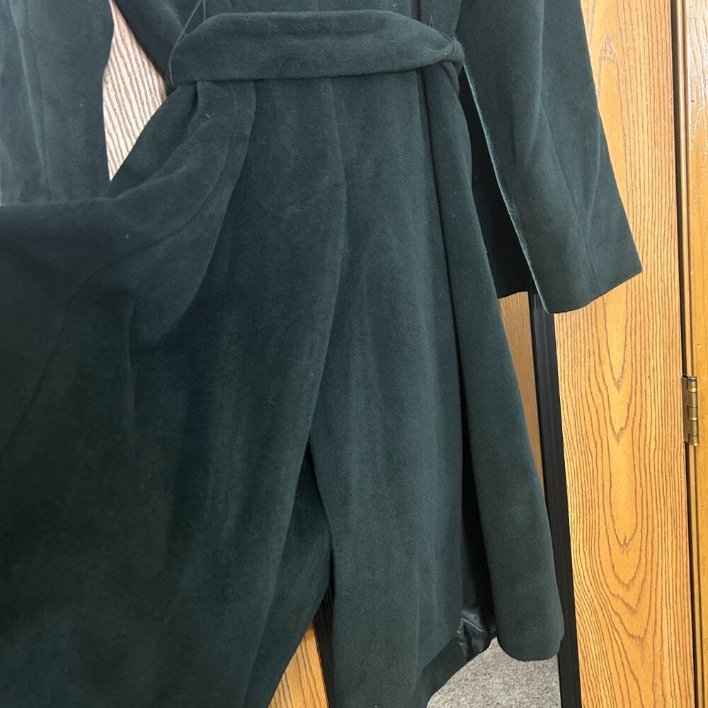 Calvin Klein Emerald Green Wool Angora Belted Dress Coat Women’s Size 12 - Picture 7 of 9
